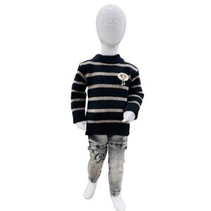 Boys Striped Knitted Sweater & Denim Jeans Winter Set