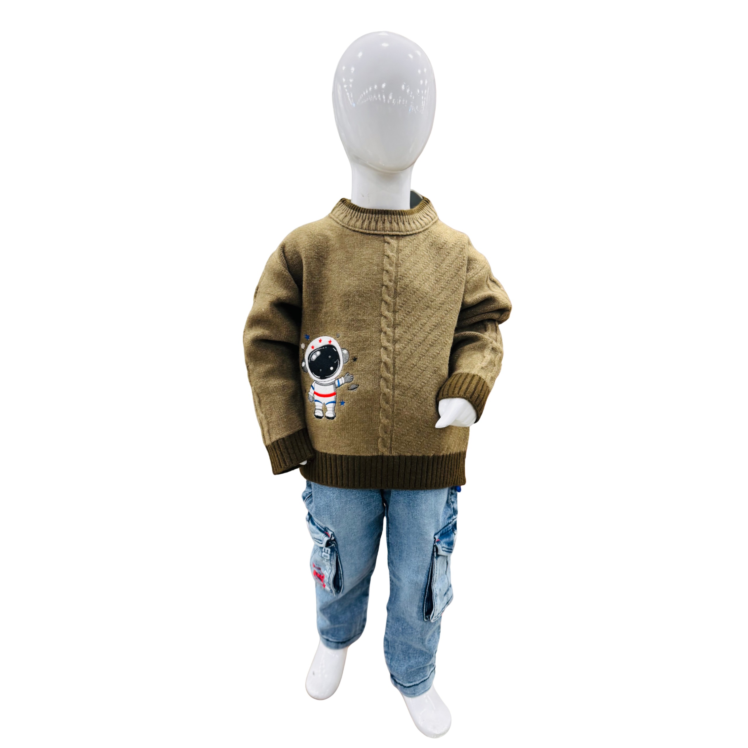 Boys Striped Knit Winter Sweater & Trouser Set