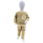 Boys Striped Knitted Winter Sweater with Printed Cotton Pants