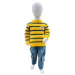 Boys Yellow & Blue Striped Winter Sweater with Denim Jeans Set