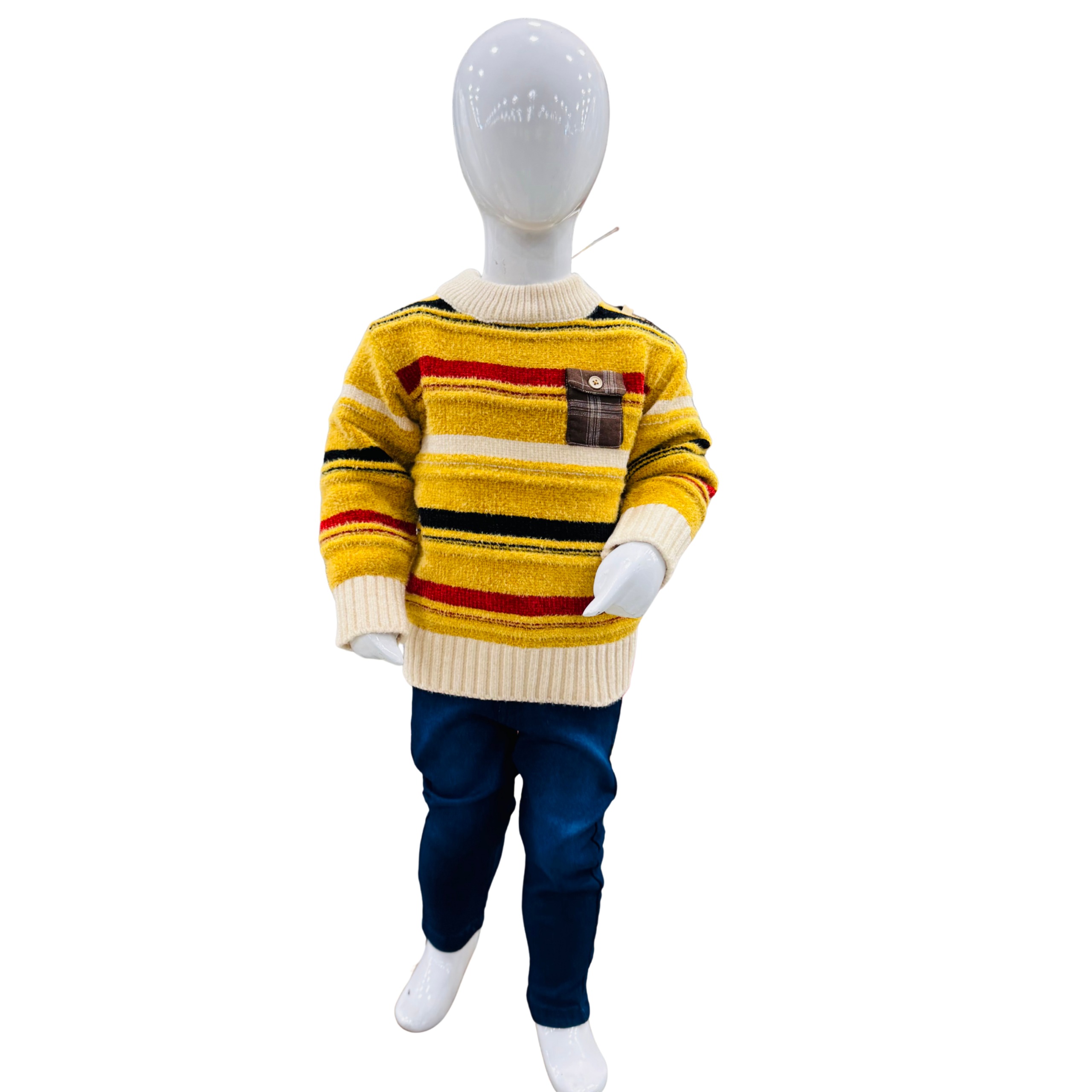 Boys Striped Knit Winter Sweater & Trouser Set