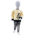 Kids Winter Cartoon Knit Sweater with Grey Denim Jeans – Cream