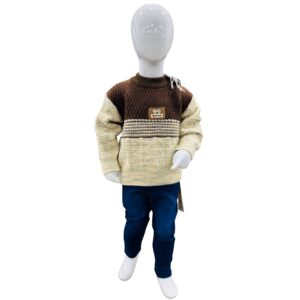 Boys Knit Winter Sweater & Trouser Set – Brown & Beige