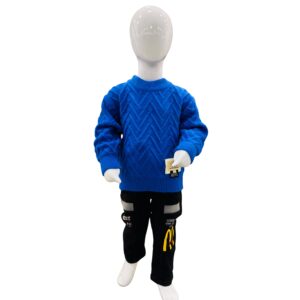 Boys Winter Chevron Knit Sweater & Trouser Set – Warm Stylish Kids Outfit