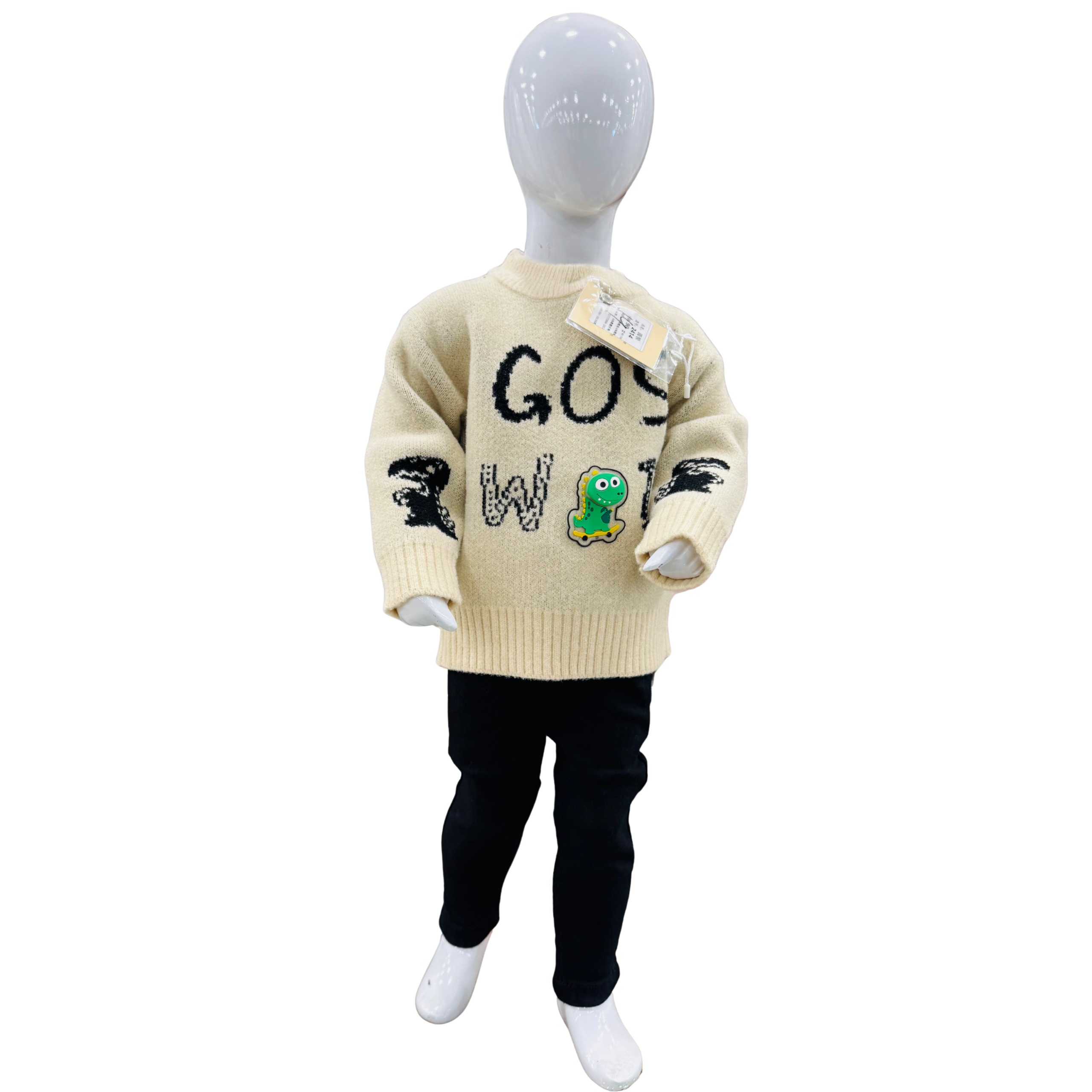 Boys Winter Cartoon Text Knit Sweater & Trouser Set – Warm Cute Kids Outfit