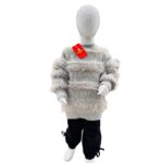 Girls Grey Fuzzy Knit Winter Sweater & Trouser Set – Cozy & Stylish Outfit