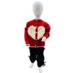 Girls Red Heart Knit Winter Sweater & Trouser Set – Elegant & Warm Outfit