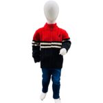 Boys Red & Black Zipper Winter Sweater with Pants Set