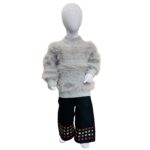 Kids Grey Furry Knit Sweater – Soft & Cozy Winter Wear