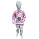 Girls Pink Teddy Bear Knit Sweater – Cute & Cozy Winter Wear
