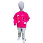 Girls Hot Pink Bow Knit Sweater – Stylish Winter Wear