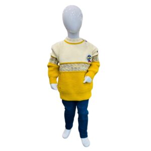 Boys Yellow & Cream Color-Block Knit Sweater – Winter Wear