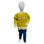 Boys Mustard Knit Sweater – Bear & Lion “CLAPS” Design