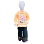 Girls Peach Winter Sweater Set with Cute Bear Design
