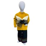 Girls Mustard Bow Design Winter Sweater Set
