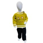 Kids Olive Green Cartoon Winter Sweater Set