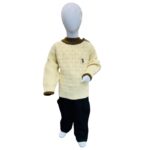 Kids Cream Cable Knit Winter Sweater Set with Bear Patch