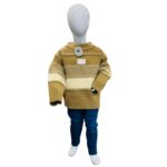 Kids Brown & Beige Patterned Winter Sweater with Blue Pants