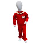 Girls Red Winter Sweater Set with Ruffle Neck & Cute Patch