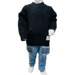 Boys Winter Cable Knit Sweater & Denim Jeans Set – Black