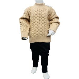Boys Winter Cable Knit High Neck Sweater & Trouser Set