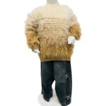 Girls Winter Faux Fur Sweater & Denim Jeans Set – Beige & Brown