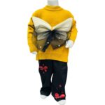Girls Winter Knitted Sweater & Pants Set – Bow Pearl Design