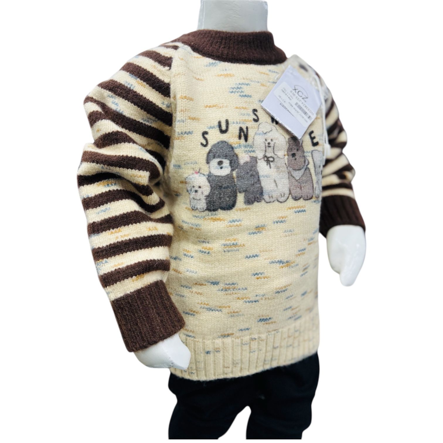 Boys Winter Knitted Sweater & Pants Set – Cute Animal Print Design - Image 3