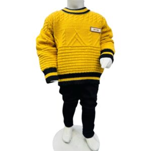 Boys Winter Knitted Sweater & Pants Set – Mustard Yellow