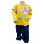irls Mermaid Patch Yellow Sweater with Printed Pants