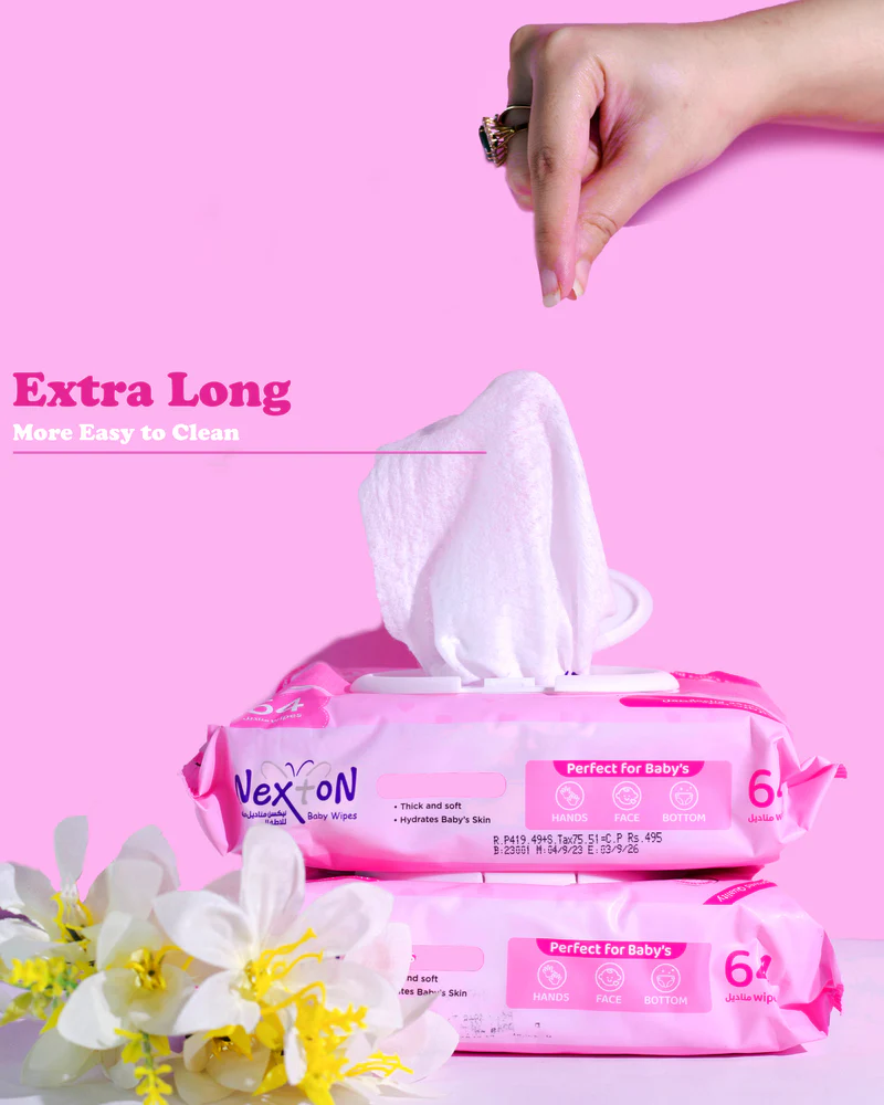 Nexton Baby Wipes (Extra Sensitive Pink) 64 pcs