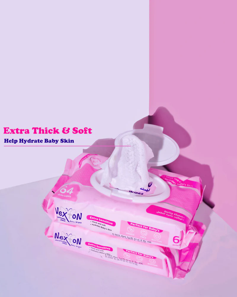 Nexton Baby Wipes (Extra Sensitive Pink) 64 pcs