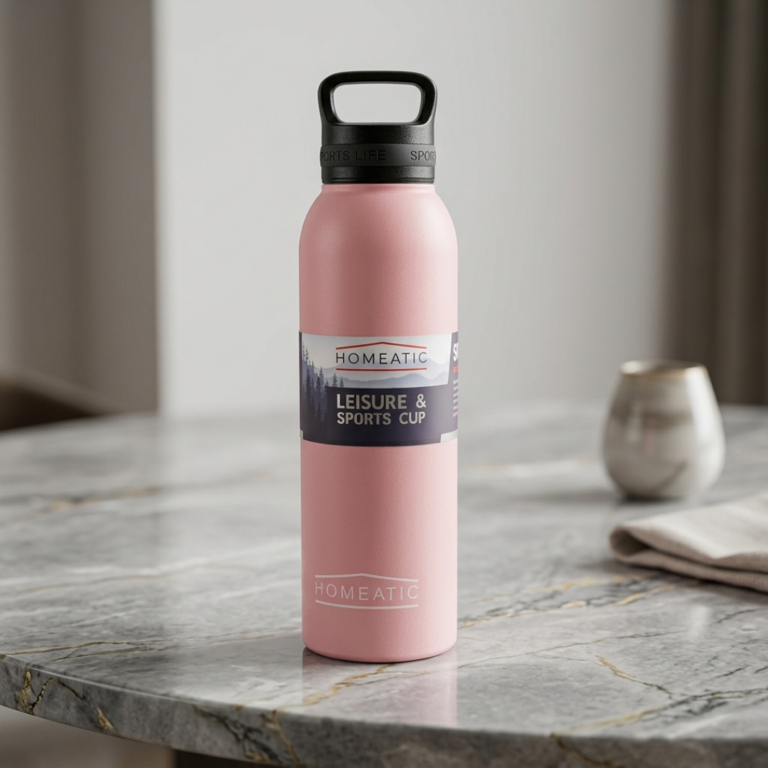 Premium Pink Sports Water Bottle with Carry Handle | Stylish Reusable Bottle for Gym, Travel & Daily Use