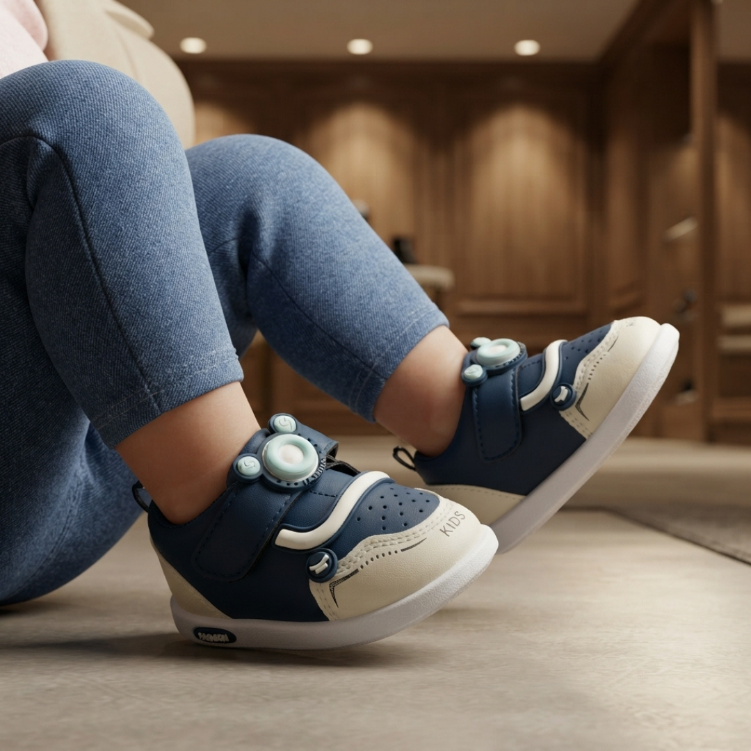 Kids’ Navy Blue & White Casual Sneakers – Velcro Comfort Shoes