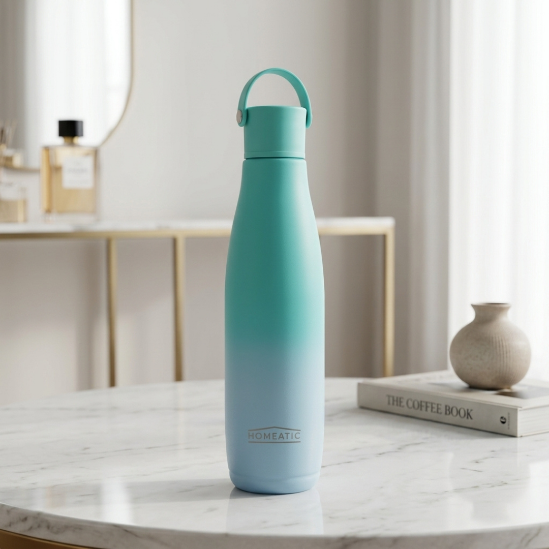 Premium Aqua Blue Water Bottle with Carry Handle | Stylish Reusable Sports & Travel Bottle