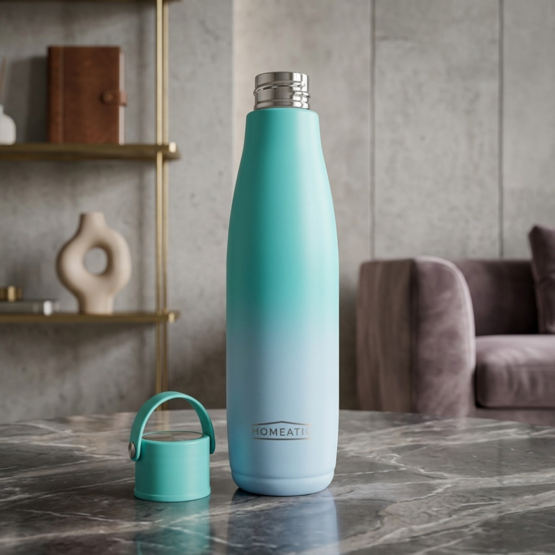 Premium Aqua Blue Water Bottle with Carry Handle | Stylish Reusable Sports & Travel Bottle