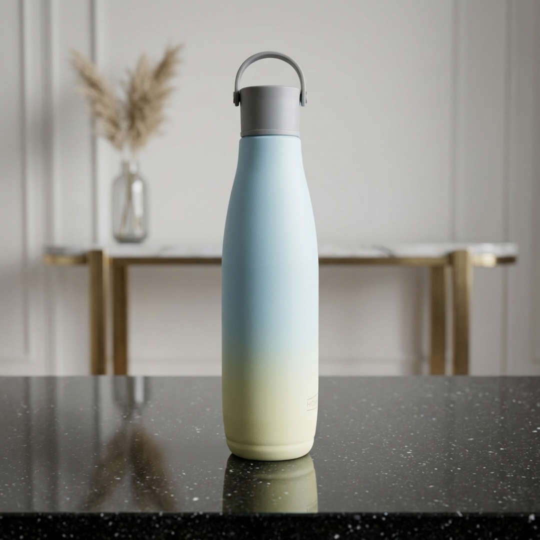 Elegant Blue Gradient Stainless Steel Insulated Water Bottle with Carry Handle