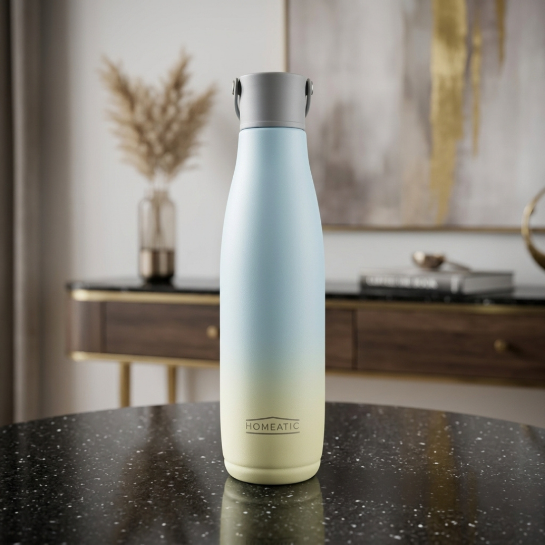 Elegant Blue Gradient Stainless Steel Insulated Water Bottle with Carry Handle