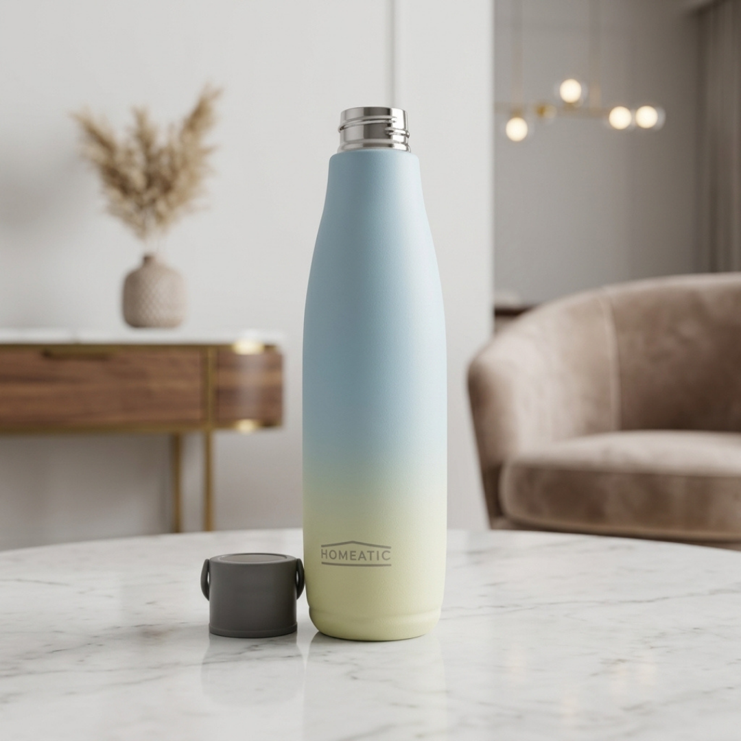 Elegant Blue Gradient Stainless Steel Insulated Water Bottle with Carry Handle