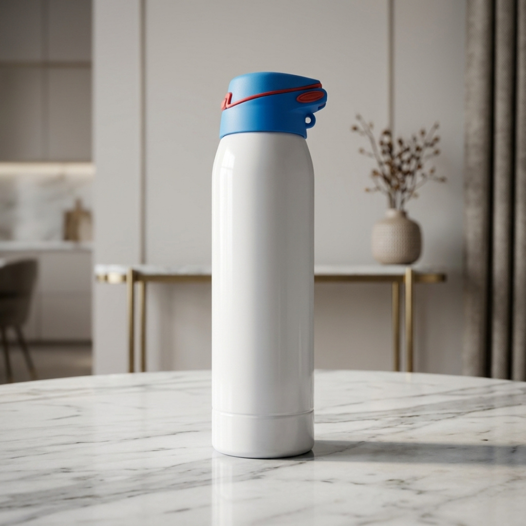Premium White Sports Water Bottle with Flip-Top Lid | Stylish Reusable Bottle for Gym, Travel & Daily Use