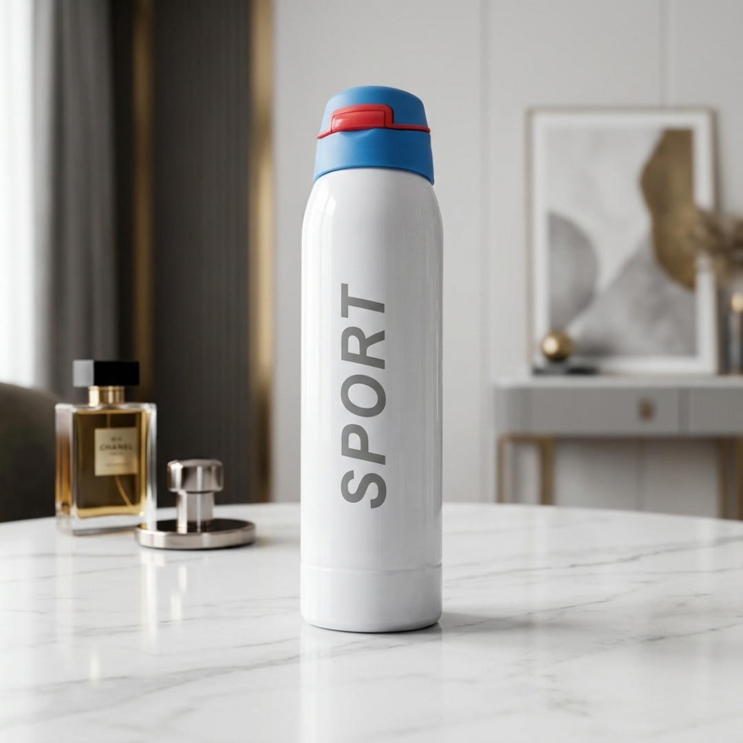 Premium White Sports Water Bottle with Flip-Top Lid | Stylish Reusable Bottle for Gym, Travel & Daily Use