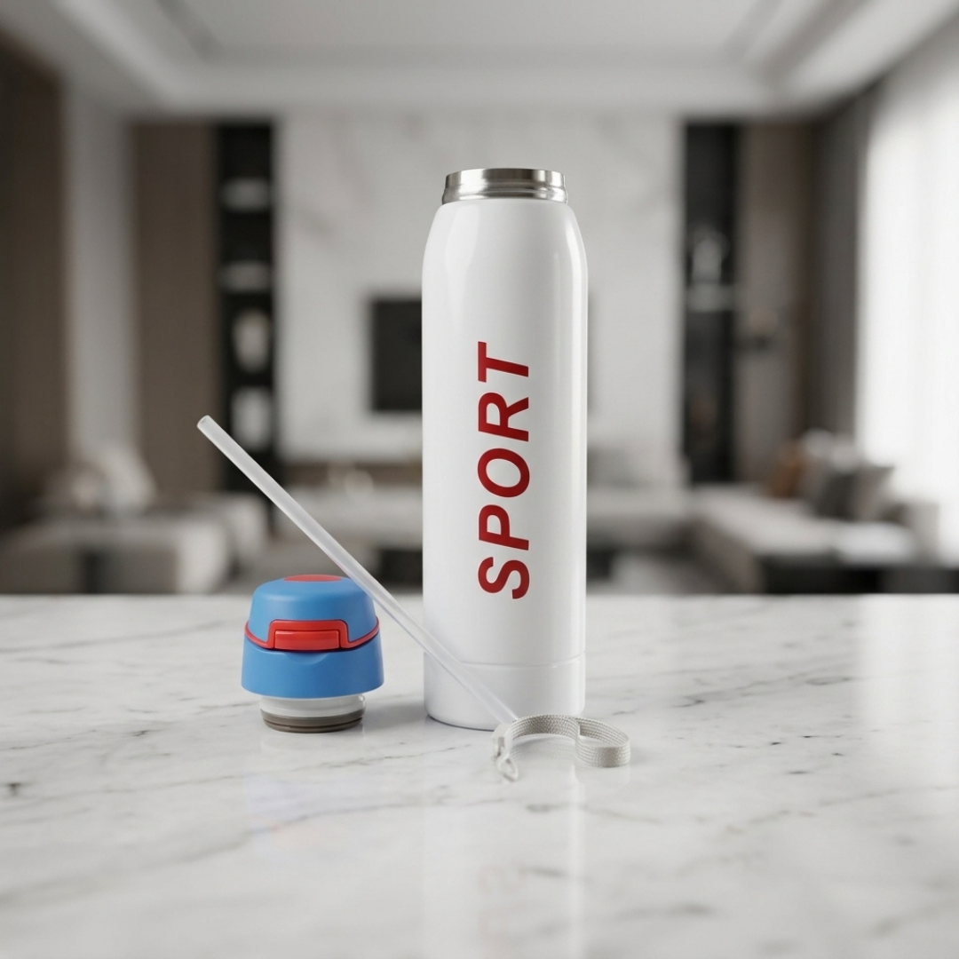 Premium White Sports Water Bottle with Flip-Top Lid | Stylish Reusable Bottle for Gym, Travel & Daily Use