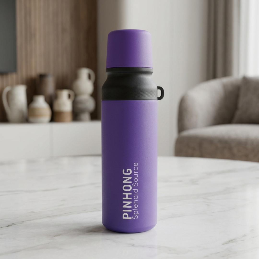 PINHONG Stainless Steel Insulated Water Bottle – Purple Vacuum Flask with Leak-Proof Lid
