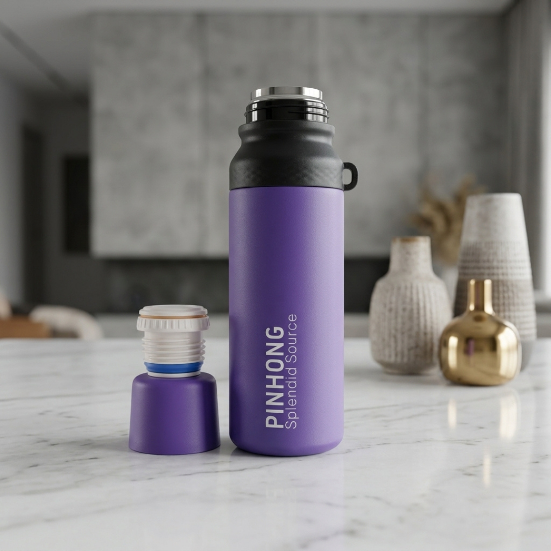 PINHONG Stainless Steel Insulated Water Bottle – Purple Vacuum Flask with Leak-Proof Lid