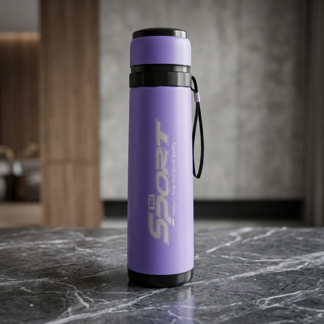 Premium Vacuum Insulated Water Bottle – Stylish Sports Flask with Strap