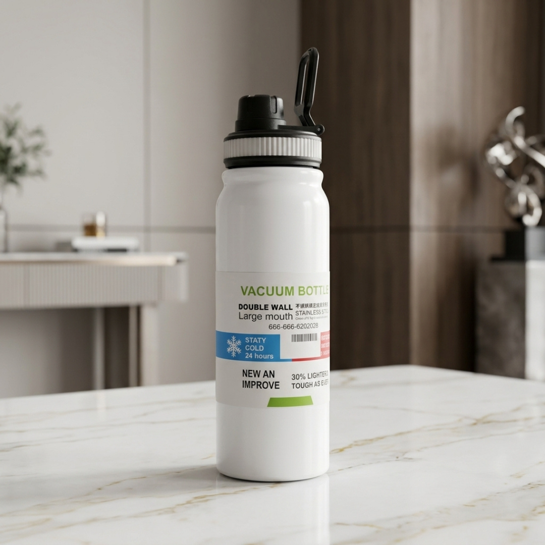 Premium Stainless Steel Vacuum Bottle – Double Wall Insulated Water Flask with Large Mouth