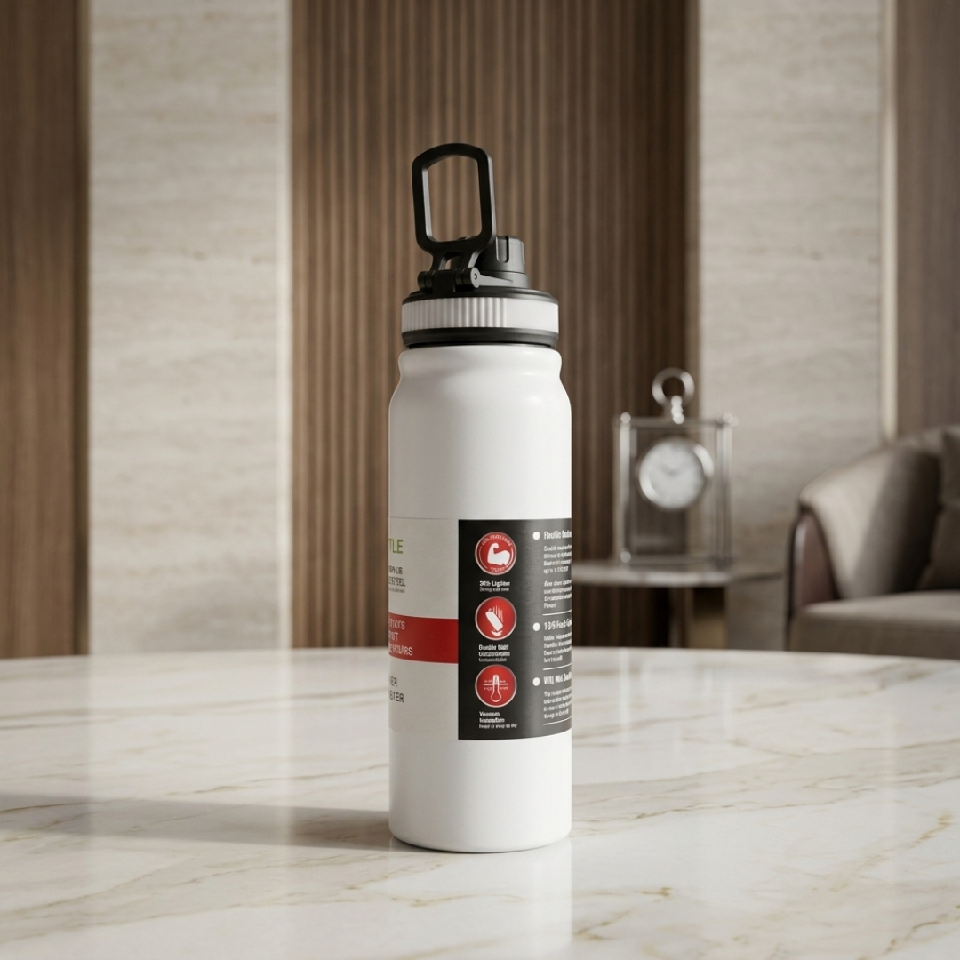 Premium Stainless Steel Vacuum Bottle – Double Wall Insulated Water Flask with Large Mouth