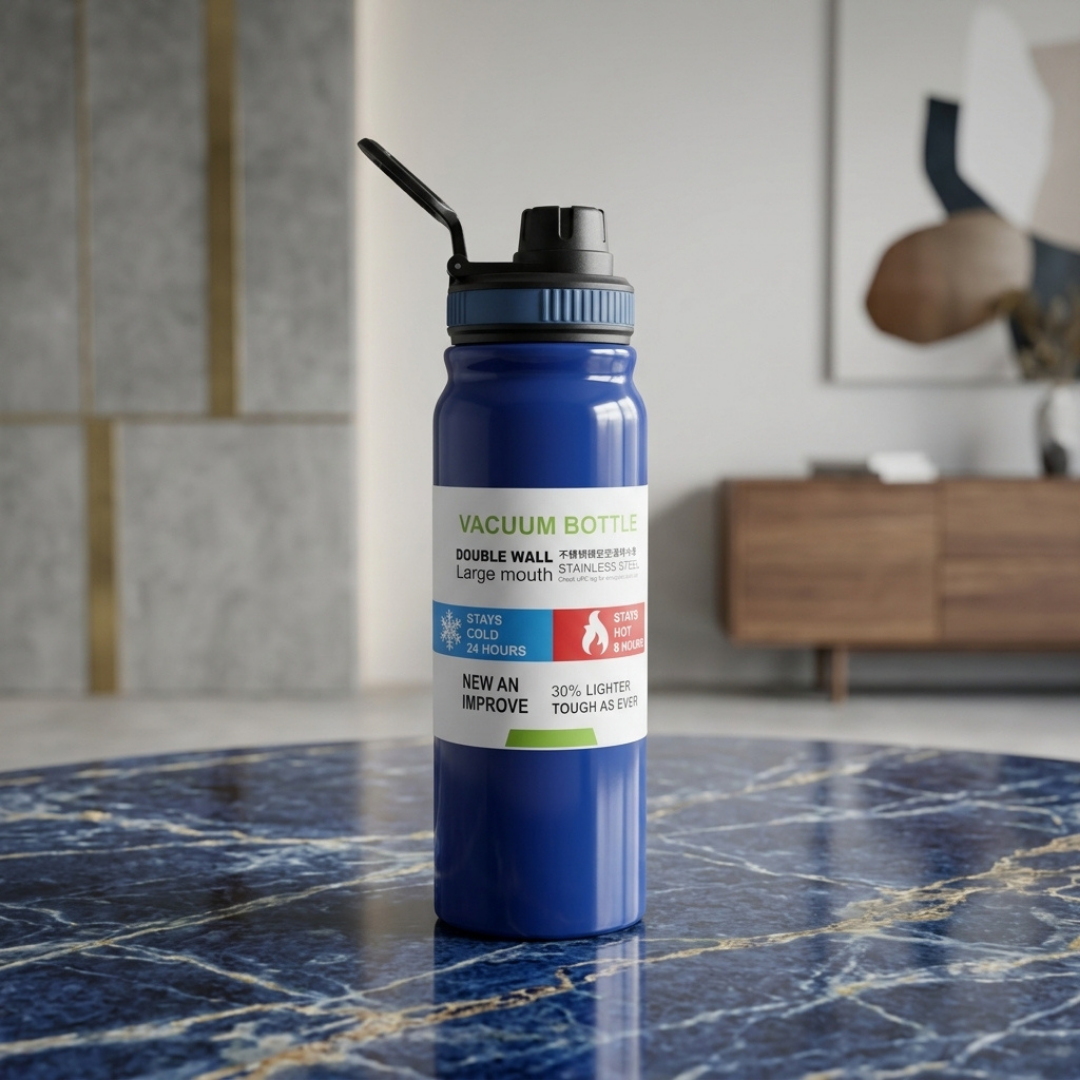 Premium Blue Vacuum Insulated Stainless Steel Water Bottle