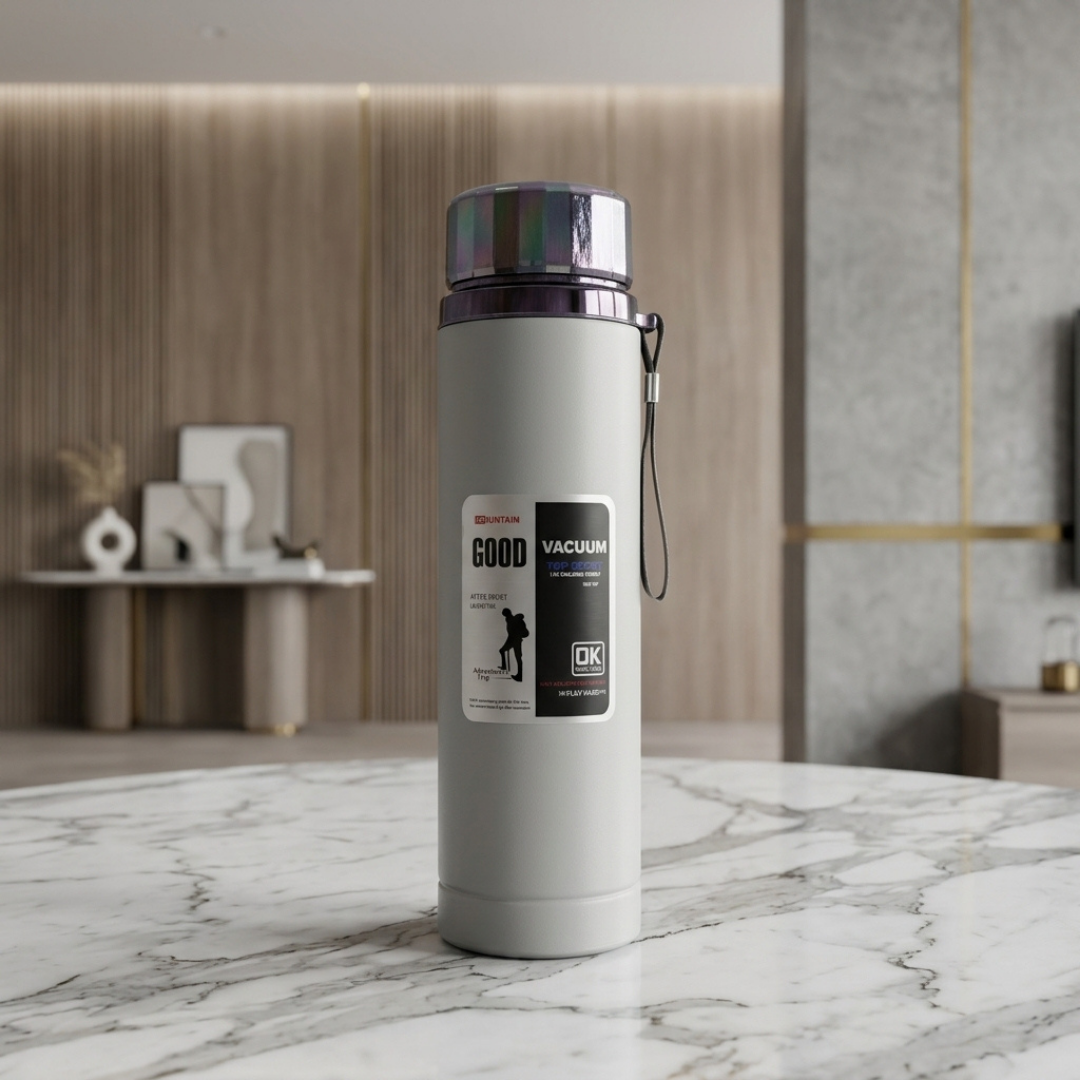 Premium Grey Vacuum Insulated Stainless Steel Water Bottle