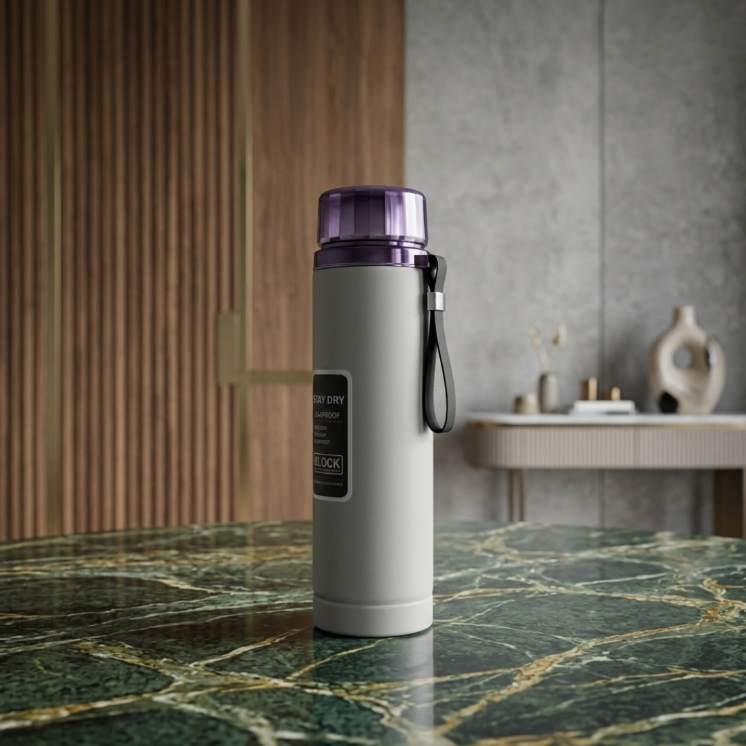 Premium Grey Vacuum Insulated Stainless Steel Water Bottle